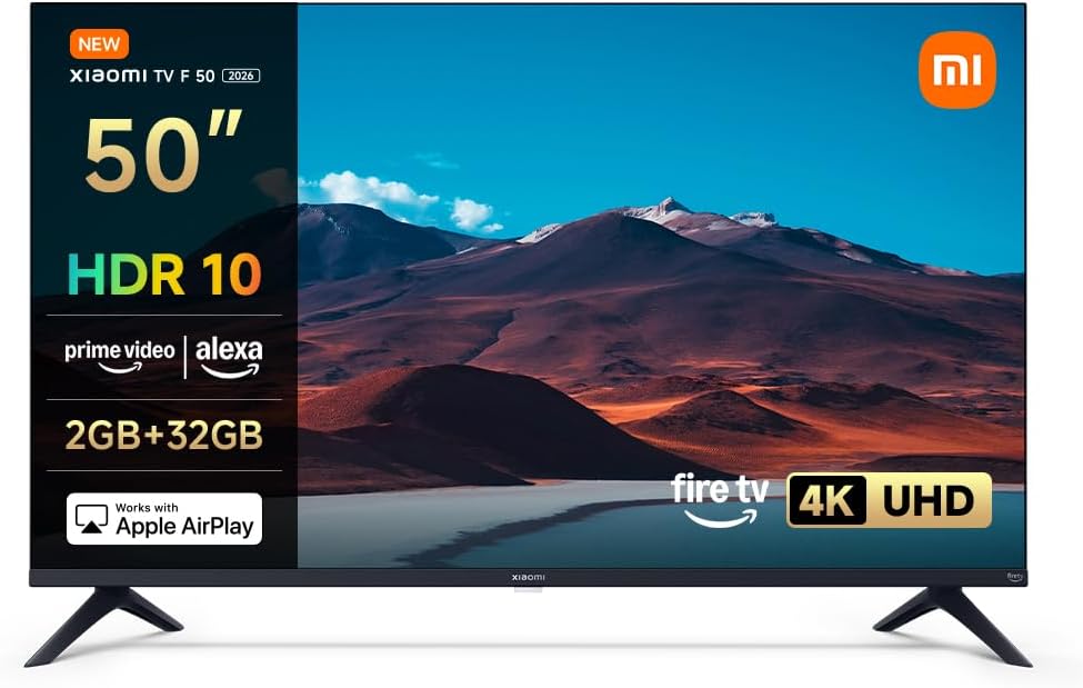 Xiaomi TV F 50 127 cm (50 Pouces) 4K UHD Smart TV Fire TV Contrôle Vocal Alexa HDR10 MEMC Mode Game Boost 120Hz 2Go+32Go Compatible avec AirPlay