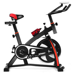 Vlo D檃ppartement Vlo Silencieux avec Courroie et Roue D檌nertie en Fer de 10kg Guidon et Selle Ajustable Noir + Rouge -