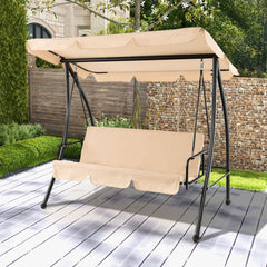 Balancelle d'Extérieur Convertible 2 Places avec Lit Plat Hamac de Terrasse avec Auvent Réglable et Coussin Amovible Pour Jardin -
