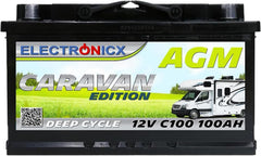 Batterie AGM 12v 100Ah Electronicx Caravan Edition batterie solaire 12v accumulateur 12v batteries solaires alimentation batterie 12v agm caravane batterie camping car batterie gel 12v accumulateur