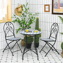 Ensemble Table et 2 Chaises Pliantes de Bistrot 2 Personnes Design Carreaux de Mosa茂que Colls sur du Ciment pour Terrasse -