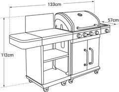 Cook'in Garden - Barbecue au gaz FIDGI 4 avec desserte