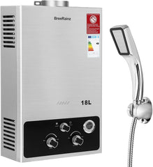 BreeRainz 18LPM Chauffe-Eau à Gaz,36KW Chauffe-Eau à Gaz Instantané Propane Butane,Pression d'eau de Démarrage Super Basse,pour Maison,Camping-car