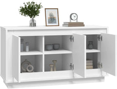 vidaXL Buffet, Armoire Latérale avec 6 Compartiments, Placard avec Porte, Meuble de Rangement Salle de Séjour, Moderne, Blanc Bois d'Ingénierie