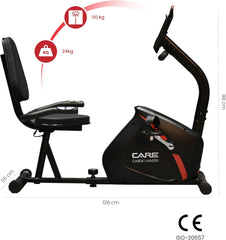 CARE FITNESS - Velo d'appartement - Cardio Master Connecté - Réglable & Confortable - Pédales Sanglées - Résistance Magnétique - 21 Programmes