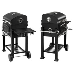 Barbecue charbon de bois 3 en 1 avec thermomtre avec grille hauteur rglable noir 1508003 -