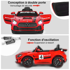 Voiture Sport Electrique 12 V pour Enfants Vitesse Max.: 5 km/h Tlcommande 2.4G MP3 Effets Sonores Lumineux Rouge -