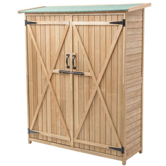 Abri de Jardin en Bois Cabane de Jardin Extrieur Double Portes avec Loquet Toit Inclin en Asphalte Cabanon Jardin Extrieur 140 x 50 x 162 cm Naturel -