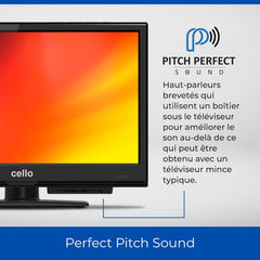 Cello C1624F 16" Full HD LED TV Integrierter -Player Triple Tuner DVB-T/T2-C-S/S2 HDMI USB 230V „Pitch Perfect Sound“ für EIN einzigartiges Klangerlebnis