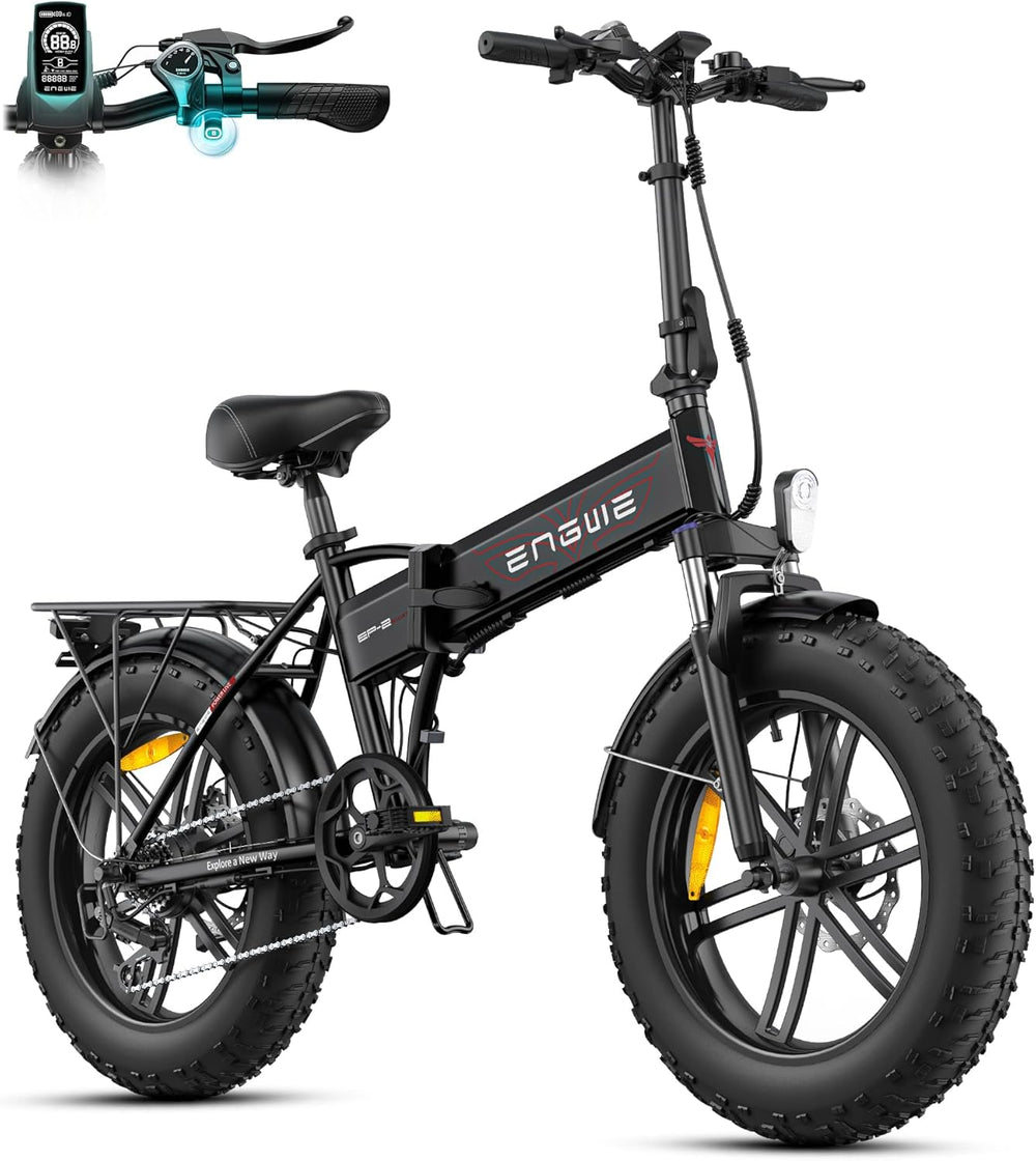 ENGWE Vélo Électrique Pliable, Batterie 48V 13Ah Amovible, Autonomie de 50-120 km,20'' ×4.0'' Fat Tire 7-Speed E-Bike for Any Terrain