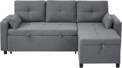 Zubaliya Canapé Convertible en Forme de L,canape lit 2 Places Convertible Gris,canapé 3 Places lit gigogne avec Fonction Couchage,équipé d'un Espace de Rangement