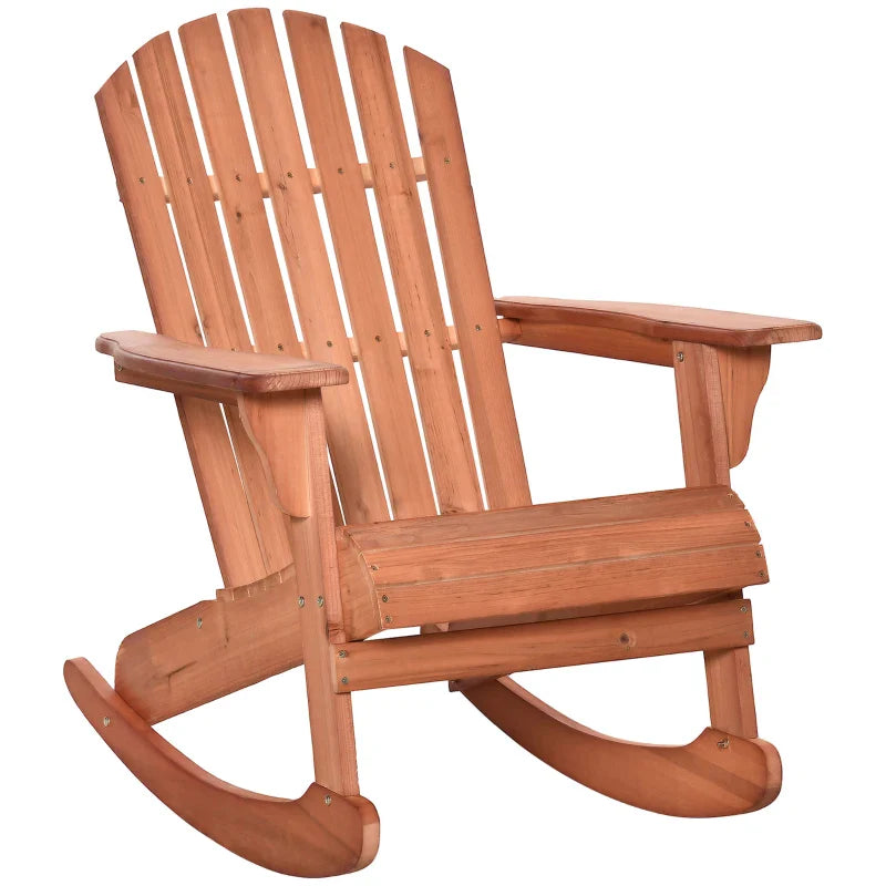Chaise bascule Adirondack Muskoka en bois avec design lattes en bois,dossier en ventail et style rustique classique,teck -
