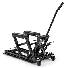 Cric Hydraulique pour Moto Capacité de 680 kg Table Élévatrice Moto Plateforme Réglable en Hauteur sur 3 Niveaux Rouge/Noir -
