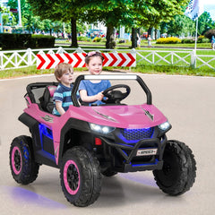 Voiture lectrique Enfant 12 V Tlcommande pour 3-8 Ans 2 Vitesses Ressort de Suspension Charge 59KG 118x74x71CM Noir/Rose/Rouge -