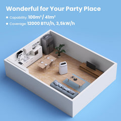 COMFEE' Climatiseur Mobile 12000 BTU/H 3,5 kW, 3 Modes, Fonction Follow Me, Télécommande, pour grandes pièces de 43㎡/117m³, Kit d'évacution inclus, Réfrigérant naturel, PAC 12000