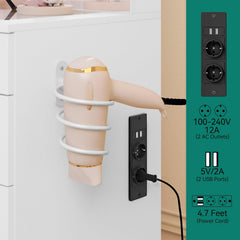YITAHOME Grande Coiffeuse avec éclairage LED réglable et Prises électriques, Coiffeuse avec Miroir, Toit en Verre Transparent, 11 tiroirs et Tabouret, Blanc