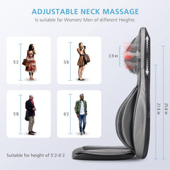 COMFIER Siège Massant Shiatsu avec Compression et Roulement - Masseur de Dos avec Chaleur, Chaise Massage de pétrissage pour Le Dos, Le Cou et Les épaules, Cadeau Papa Maman Femme Homme