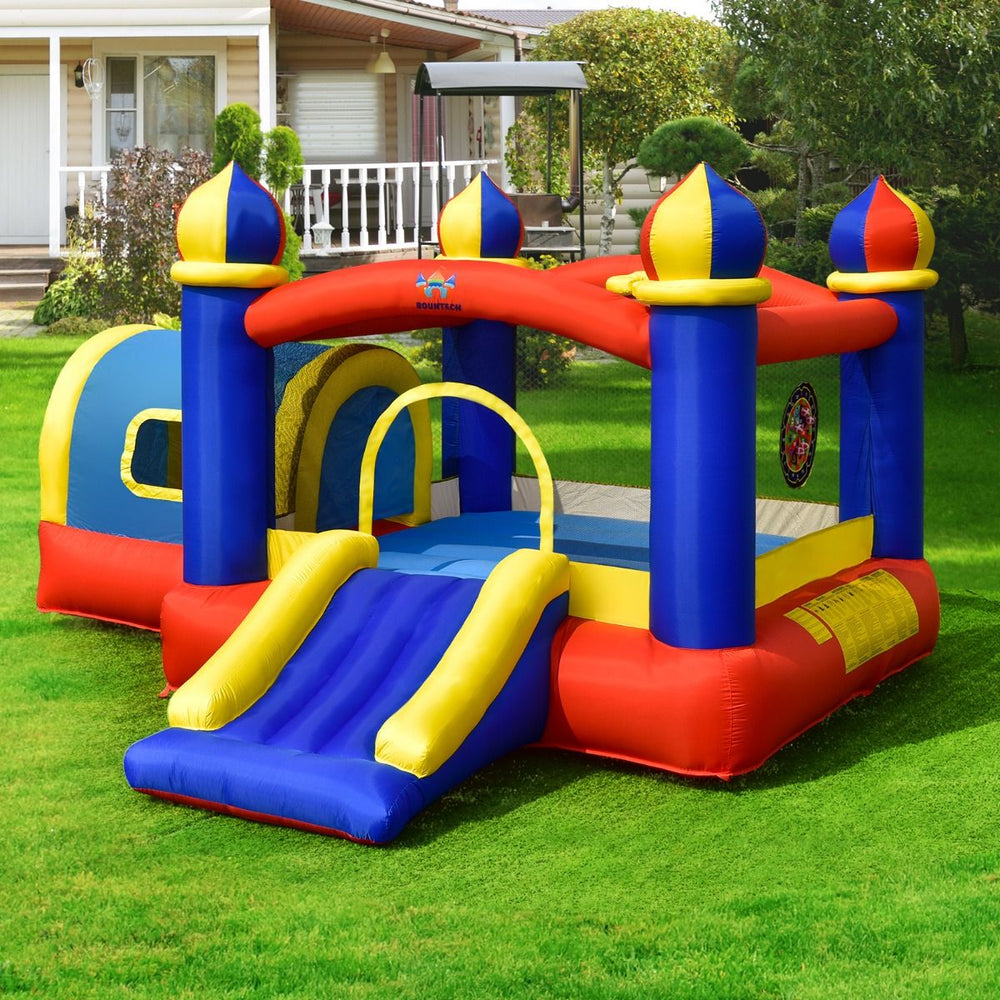 Château Gonflable pour Enfant avec Espace de Rebonds Petite Maison Toboggan Panier de Basket(sans Gonfleur) -