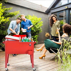 Chariot Isotherme Roulant de 76L Réfrigérant avec Roulettes Universelles Ouvre-bouteille Desserte Jardin pour Conserver Glace et Boissons -