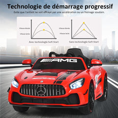Voiture Sport Electrique 12 V pour Enfants Vitesse Max.: 5 km/h Tlcommande 2.4G MP3 Effets Sonores Lumineux Rouge -