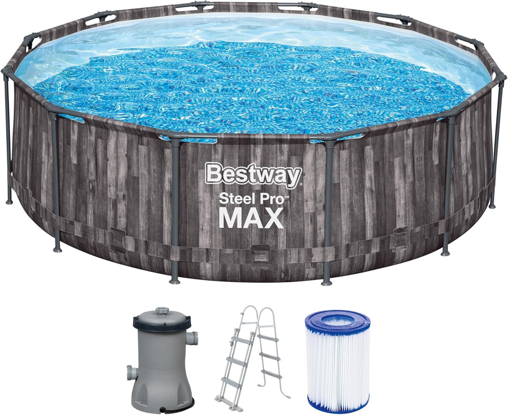 FORNOR 56141 Piscine + Filtre Bombe 366 x H 100 cm,Effet Bois