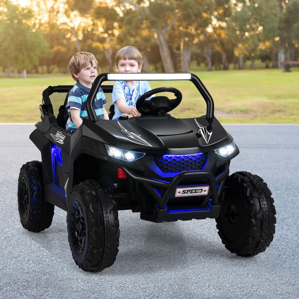 Voiture électrique Enfant 12 V Télécommande pour 3-8 Ans 2 Vitesses Ressort de Suspension Charge 59KG 118x74x71CM Noir/Rose/Rouge -