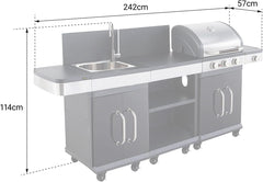 Cook'in Garden Cuisine extérieure modulable FIDGI 3 - Barbecue au gaz 3 brûleurs avec thermomètre Meuble d'appoint desserte et évier