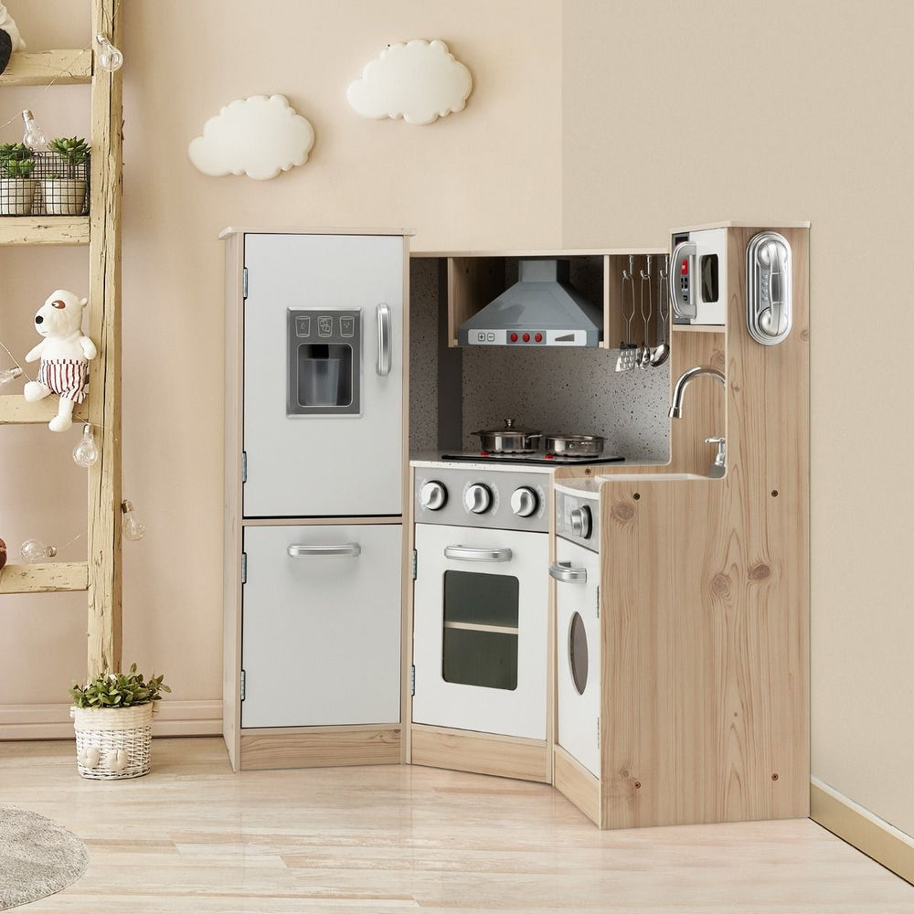 Cuisine Enfants en Bois XXL Angle 105 x 49 x 85 cm ( L x l x H ) Cuisine Complet avec Four Lave Linge 3 An+ -