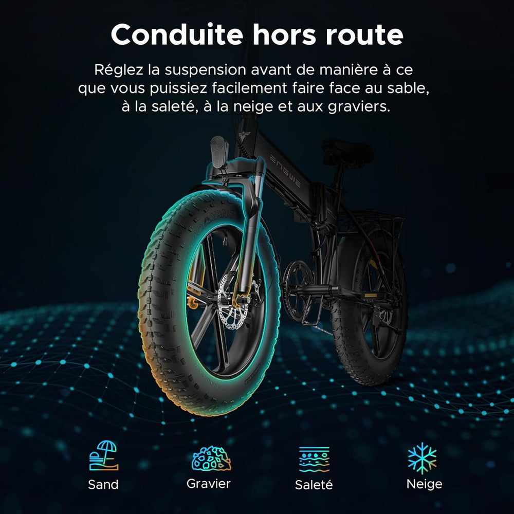 EP-2 Pro Vlo lectrique Pliable 20 脳 4.0 Fat Bike Electrique 7 Vitesses avec Batterie Amovible 48V 13Ah Autonomie 120km Tout-Terrain & VTT & Plage & Neige -