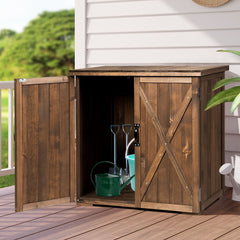 Armoire de Jardin Exterieur en Bois 77,5 x 56 x 72 cm Abri  Outils avec Double Portes Marron -