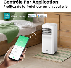COMFEE' Climatiseur Mobile 9000 BTU/h 2,6kW, Contrôle APP, 3 Modes, 3 Vitesses de ventilation, Dimensions compactes, Pour pièces de 33㎡, Breezy Cool 2.6, Fonctionne avec Alexa