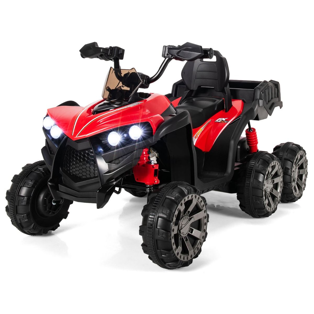 12V Quad Electrique Enfants avec Lumires LED et Musique Vhicule Electrique Enfants avec Dmarrage Lent Charge 30kg 129 x 69 x 72 cm Noir/Rouge -