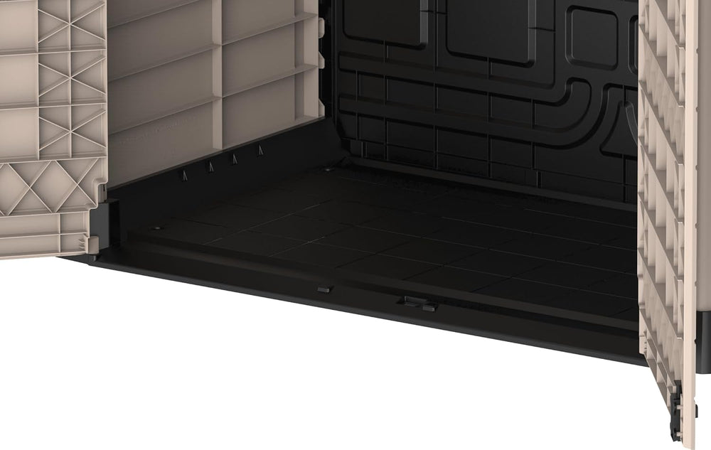 Duramax StoreAway 1200L Plastic Garden Shed/ Flat Lid,Outdoor Storage Shed,Wheelie Bin Hideaways,Wheelie bin box,Durable Construction,Ideal for Bikes,BBQs & 2x 240L Bins,145x85x125 cm,Brown