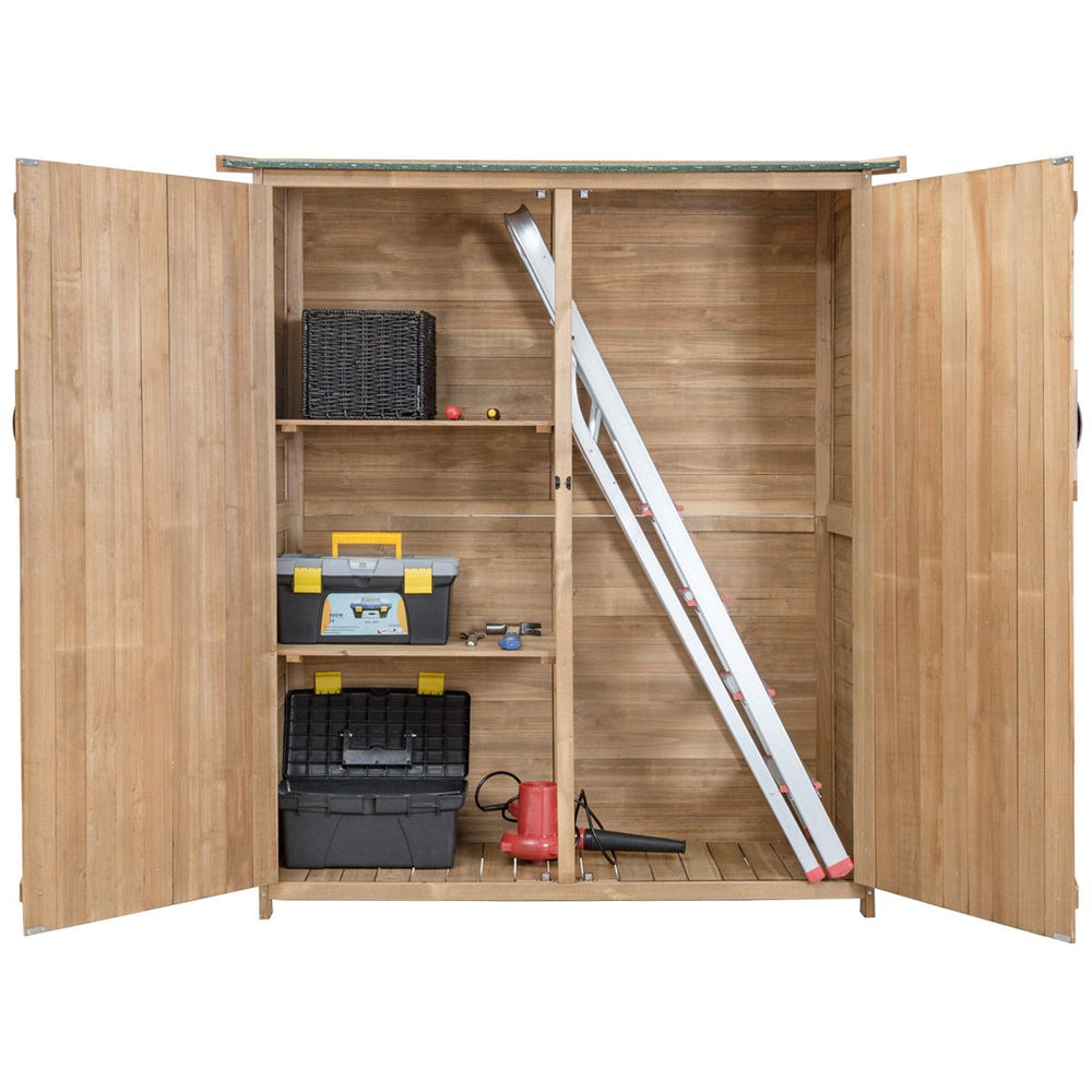 Abri de Jardin en Bois Cabane de Jardin Extérieur Double Portes avec Loquet Toit Incliné en Asphalte Cabanon Jardin Extérieur 140 x 50 x 162 cm Naturel -