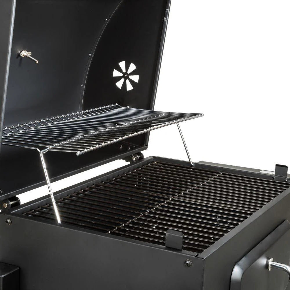 Barbecue  charbon de bois 3 en 1 avec thermomtre avec grille  hauteur rglable noir 1508003 -