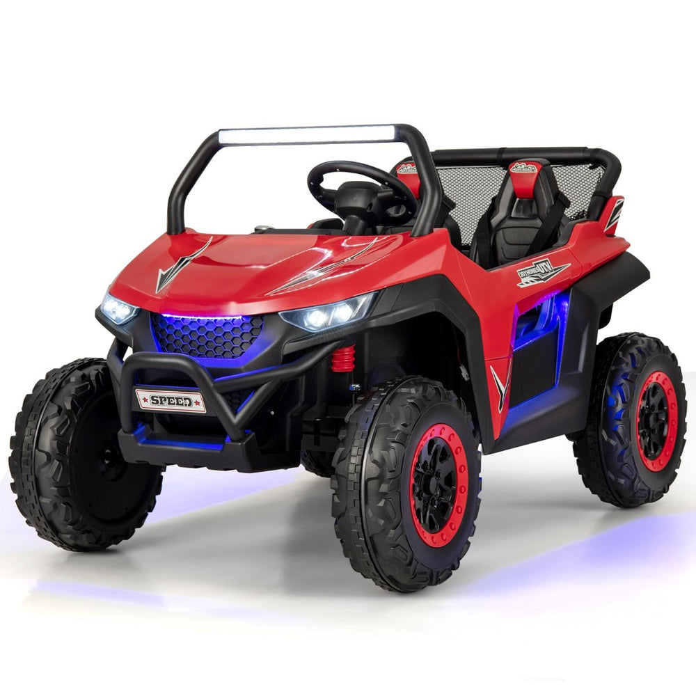 Voiture électrique Enfant 12 V Télécommande pour 3-8 Ans 2 Vitesses Ressort de Suspension Charge 59KG 118x74x71CM Noir/Rose/Rouge -