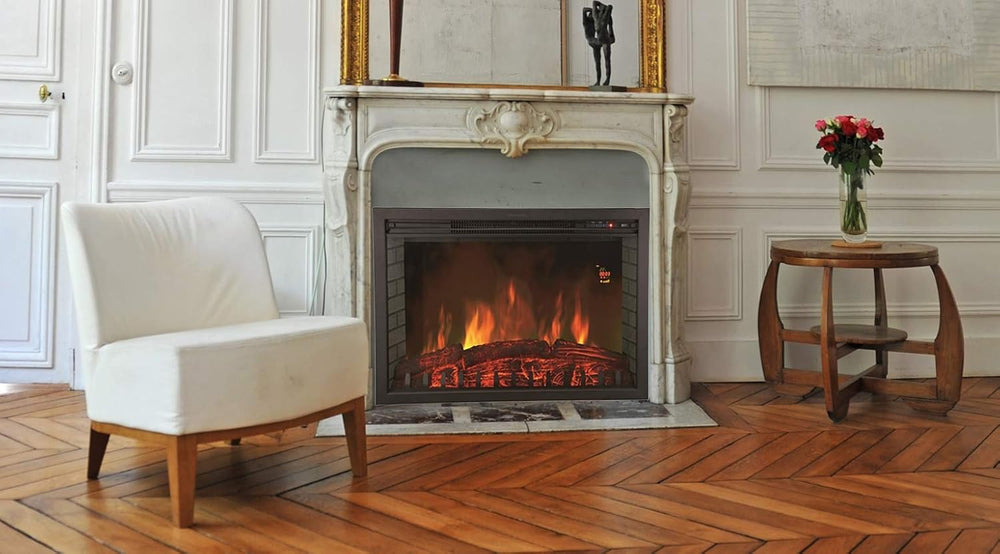 Chemin’Arte Insert Électrique à Encastrer - Effet Flammes - LEDs - Oxford XL - 2000W - Conçu en France - Garanti 2 Ans