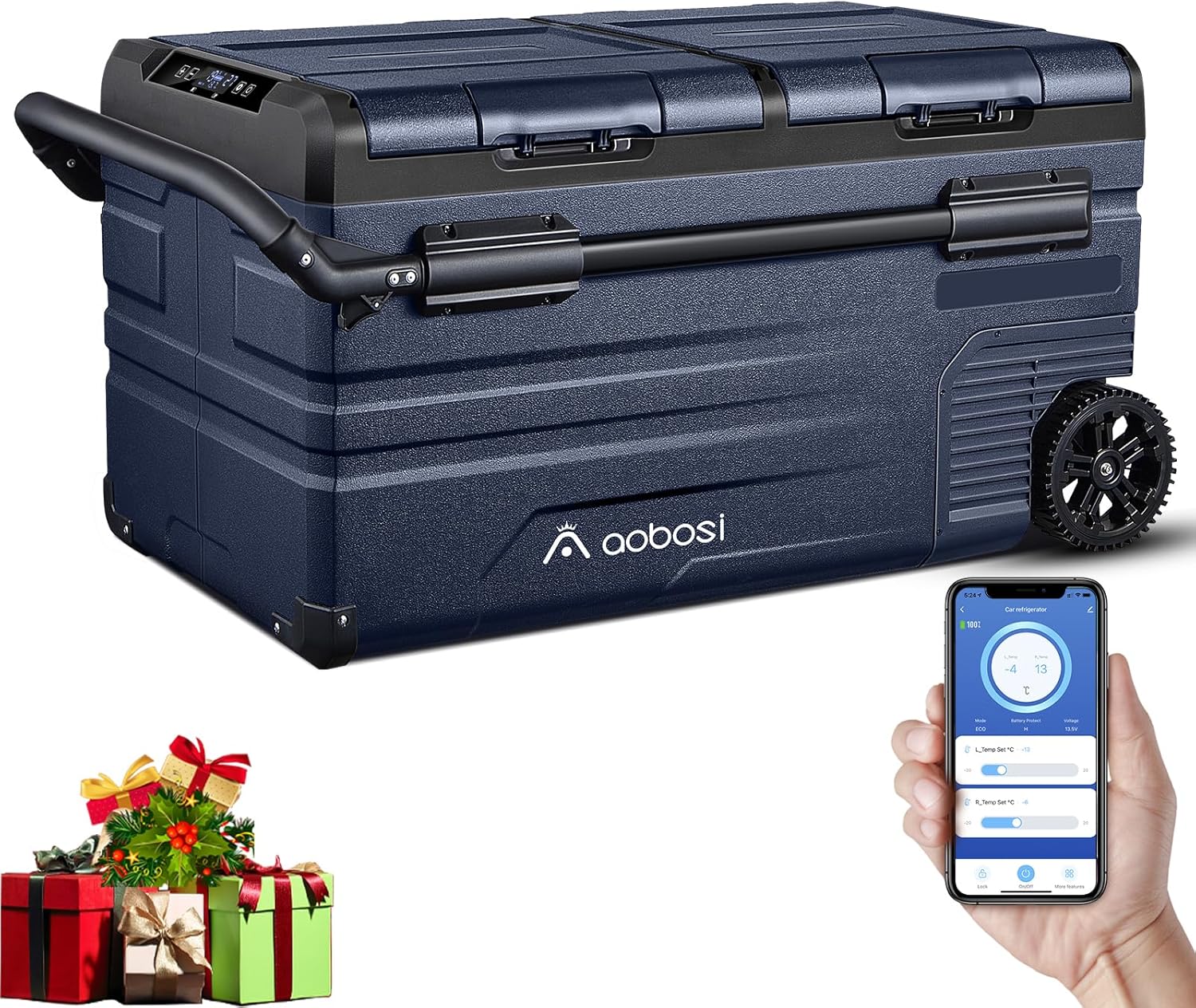 115L Glaciere Electrique Double Zone,Glaciere a Compression WiFi APP,12 V/24 V et 100-240 V Frigo Camping,-20 à 20 pour Voiture,Camion,Bateau,Camping,Car,Caravanes,Voyageant,Maison