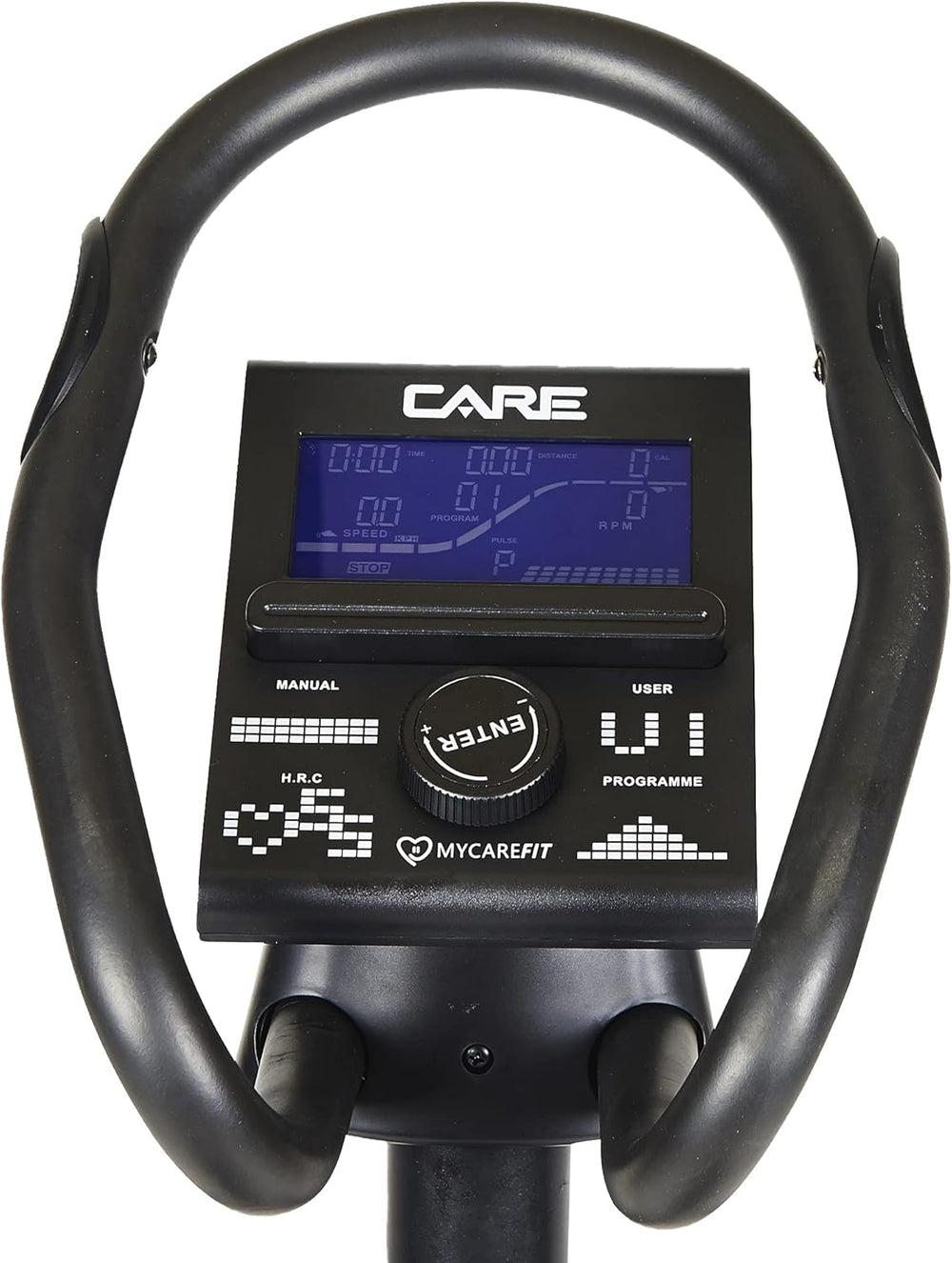 Care Fitness - Vélo Elliptique Motorisé CE-685-24 Niveaux de Difficulté - 24 Programmes - Compteur Écran LCD - Port USB - Porte Tablette - Compatible Application Kinomap