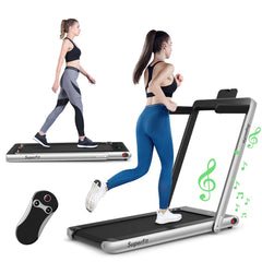 2 en 1 Tapis de Course Electrique Pliable 1  12 Km/H avec Haut-parleur Bluetooth Tlcommande Moteur 0,75HP Vert/Blanc/Noir/Rouge/Or/Noir et Argent/Bleu -