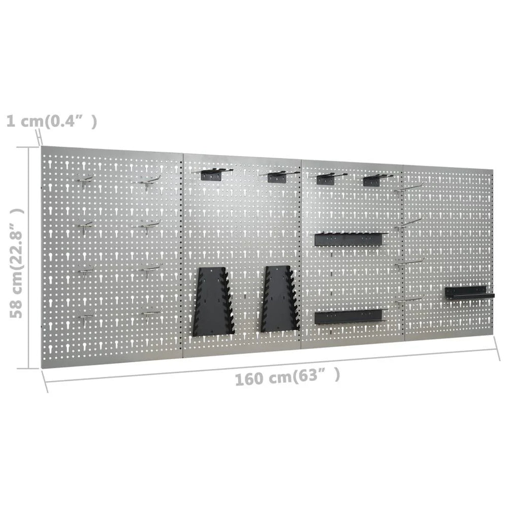 Etabli avec 4 panneaux muraux table de travail poste de travail stockage rangement d'outils 160 cm garage atelier pieds réglables en hauteur 02_0003666 -