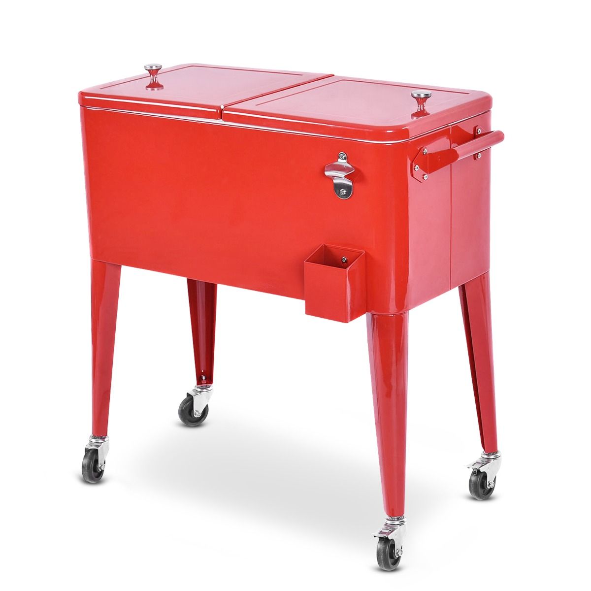 Chariot Isotherme Roulant de 76L Rfrigrant avec Roulettes Universelles Ouvre-bouteille Desserte Jardin pour Conserver Glace et Boissons -