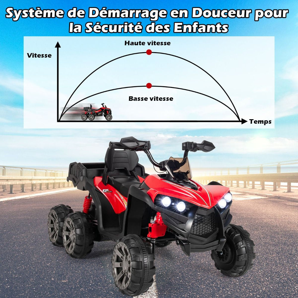12V Quad Electrique Enfants avec Lumires LED et Musique Vhicule Electrique Enfants avec Dmarrage Lent Charge 30kg 129 x 69 x 72 cm Noir/Rouge -