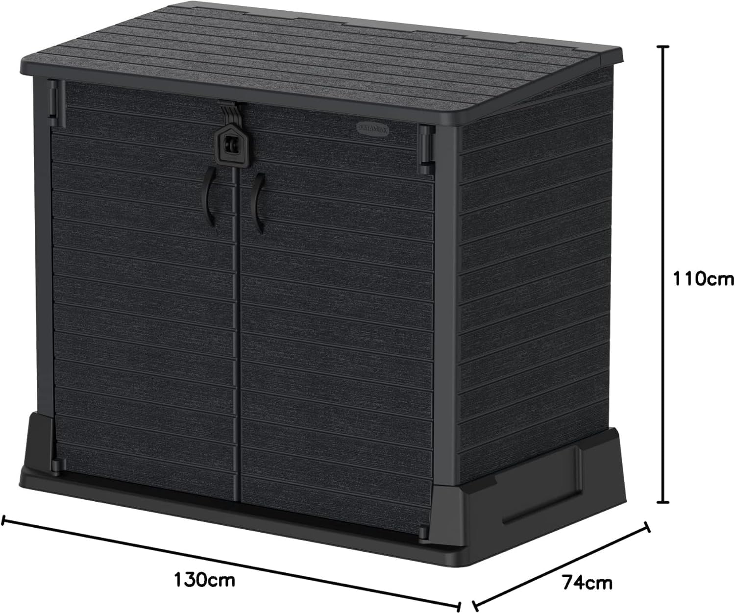 Duramax StoreAway 1200L Plastic Garden Shed/ Flat Lid,Outdoor Storage Shed,Wheelie Bin Hideaways,Wheelie bin box,Durable Construction,Ideal for Bikes,BBQs & 2x 240L Bins,145x85x125 cm,Brown