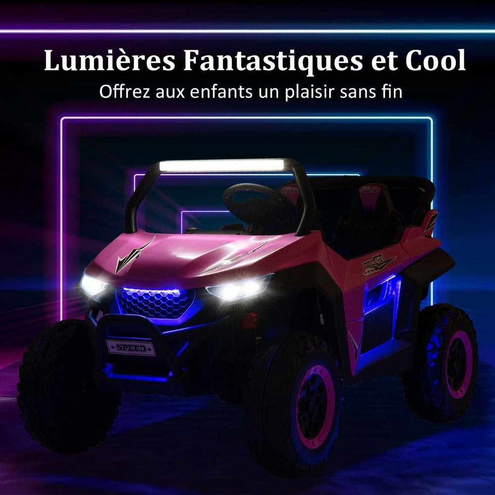 Voiture lectrique Enfant 12 V Tlcommande pour 3-8 Ans 2 Vitesses Ressort de Suspension Charge 59KG 118x74x71CM Noir/Rose/Rouge -