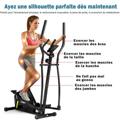 Vlo Elliptique avec 8 Niveaux de Rsistance-Masse d'Inertie 2 kg Pouls  la Main Affichage LCD -