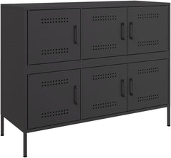 vidaXL Buffet, Armoire avec Pieds et Compartiments, Placard avec Porte, Meuble de Rangement Salon Intérieur, Noir 100,5x39x79 cm Acier