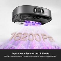 EUREKA J15 Pro Ultra Aspirateur Robot,Robot Aspirateur Laveur 16200 Pa,Nettoyage des Bords,Brosse Anti Enchevêtrement,Lavage de Serpillière à l'eau Chaude 75℃,Base Autonettoyante