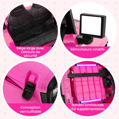 24V Voiture lectrique 2 Places Enfants avec Tlcommande 2,4G Musique LED Dmarrage Lent 2 Vitesses Charge 35kg pour 3-8 Ans+ Rouge/Rose/Vert -