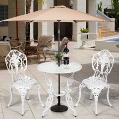Ensemble Table et 2 Chaises pour Jardin en Aluminium en Forme de Rose Blanc Rsistant aux Intempries -